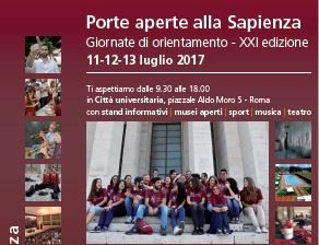 L'edizione di Porte Aperte alla Sapienza si svolgerà nei giorni 11, 12 e 13 luglio 2017