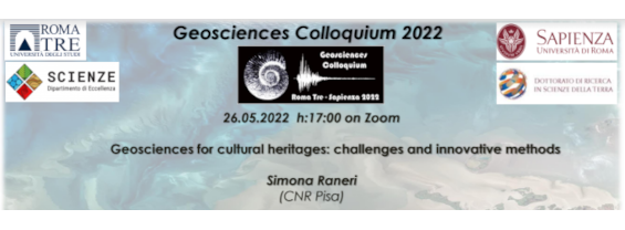 The next Geosciences Colloquium will be held next Thursday (May 26th) at 17.00 on Zoom, the speaker will be Simona Raneri (CNR Pisa).