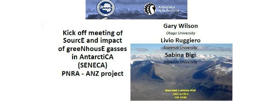 Presentazione del progetto SENECA "SourcEand impact of greeNhousEgasses in AntarctiCA"