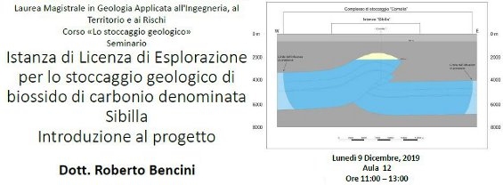 Seminario del dott. Roberto Bencini nell'ambito del corso di "Stoccaggio geologico"