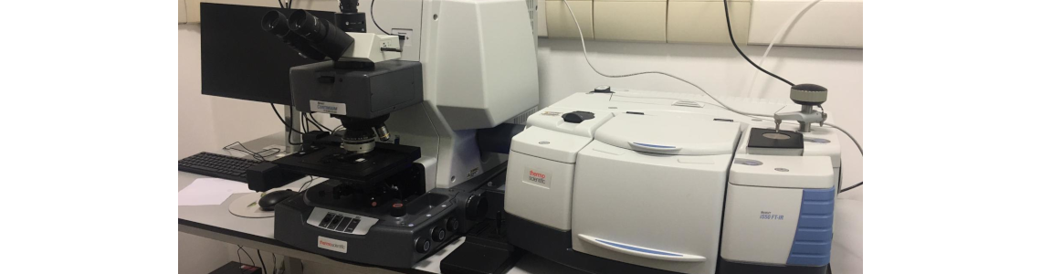 IR Nicolet iS50 spectrometer coupled with the IR Continuum microscope